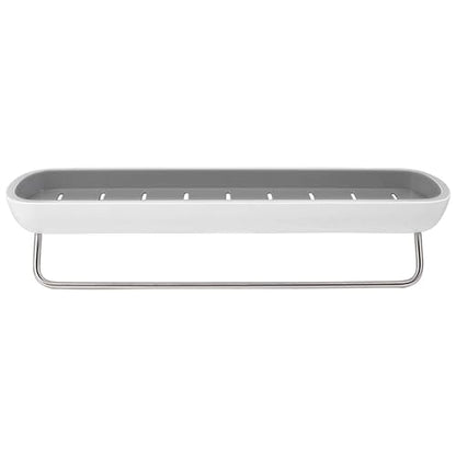 Bathroom Organizer - Wall Mounted Shower Caddy Shelf - with Towel Bar - Extra Strong Self Adhesive - No Drilling - Easy Drainage - Rustproof. (White/Gray) - color: White / Gray