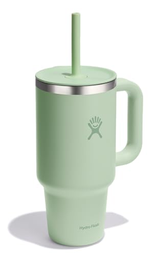 Hydro Flask 32 Oz Travel Tumbler with Handle, Lid and Straw - Insulated Stainless Steel in 32 Oz Aloe Green - color: ALOE, size: 32 Ounces