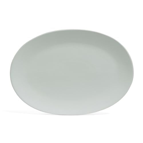 over&back Coupe Stoneware Serving Platter - Elegant 1-Piece Oval Serving Platter to Complete Your Kitchen Set - 16.4" x 11.5" - Semi-Matte Fog Blue - color: Blue, size: Oval Platter