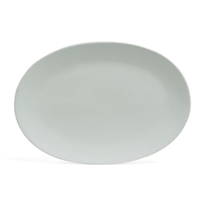 over&back Coupe Stoneware Serving Platter - Elegant 1-Piece Oval Serving Platter to Complete Your Kitchen Set - 16.4" x 11.5" - Semi-Matte Fog Blue - color: Blue, size: Oval Platter