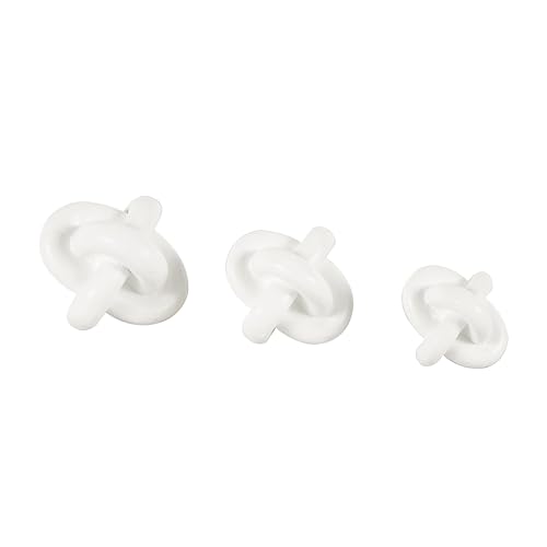 CosmoLiving by Cosmopolitan Resin Geometric Decorative Sculpture Knot Inspired Home Decor Statues, Set of 3 Accent Figurines 4", 4", 3"W, White - color: White