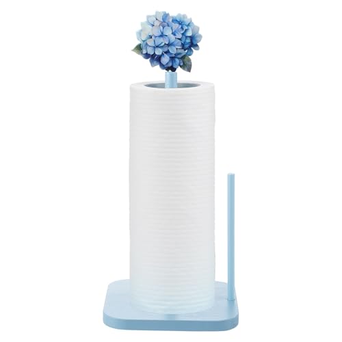 Leinuosen Blue Hydrangea Coquettish Cute Hydrangea Wooden Paper Towel Holder Blue Bathroom Countertop Accessories Kitchen Roll Stand Organizer Standing Apartment Decor Housewarming Gift - style: Blue Hydrangea