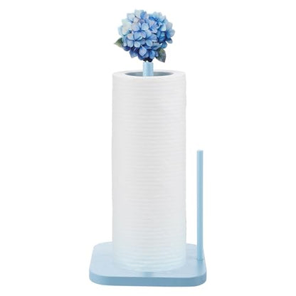 Leinuosen Blue Hydrangea Coquettish Cute Hydrangea Wooden Paper Towel Holder Blue Bathroom Countertop Accessories Kitchen Roll Stand Organizer Standing Apartment Decor Housewarming Gift - style: Blue Hydrangea