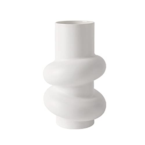 White Flower Vase Geometric Decor Creative Donut Shaped Vase Ceramic Vases for Centerpieces, Vase Modern Decorative Vases for Home Décor, Kitchen, Office or Living Room (Color : B) - color: B