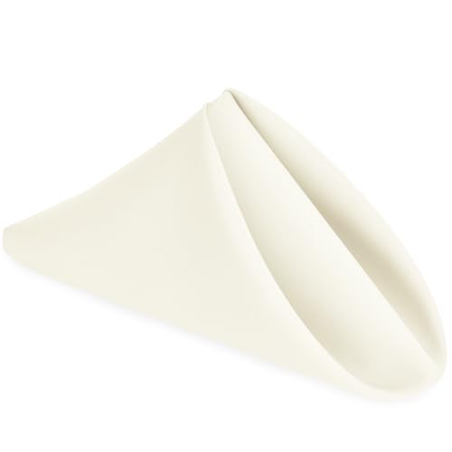 Ivory Cloth Napkins Set of 6, 18 x 18 Inch, Washable Dinner Napkins with Hemmed Edges for Restaurant, Wedding and Holiday - color: Ivory, size: 18" x 18" (Set of 6)