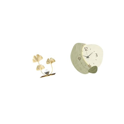 Figurine Statue Metal Flowers Leaf Statue Wall Clock Silent Wall Clock Iron Finish Decorative Ornament Suitable for Dining Room Nurseries Kids