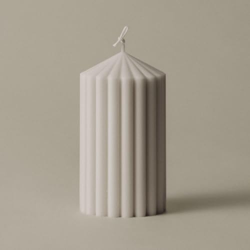 LAWA Ribbed Peak Pillar Candle - Large Beautiful Handmade Pillar Scented Soy Wax Candle Elegant Bubble Aesthetic Candle Housewarming Gift Home Room Shelf Decor Idea White (Small) - color: White, size: Small