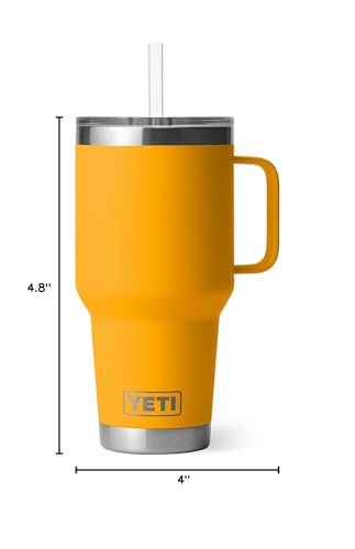 YETI Rambler 35 oz Tumbler with Handle and Straw Lid, Travel Mug Water Tumbler, Vacuum Insulated Cup with Handle, Stainless Steel, Beekeeper - color: Beekeeper, style: 35oz