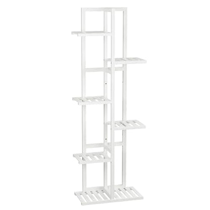 ROMGUAR CRAFT 6 Tier Bamboo Plant Stand Indoor, Wood Tall Flower Holder Corner Tiered Plant Shelf for Multiple Plants (White)