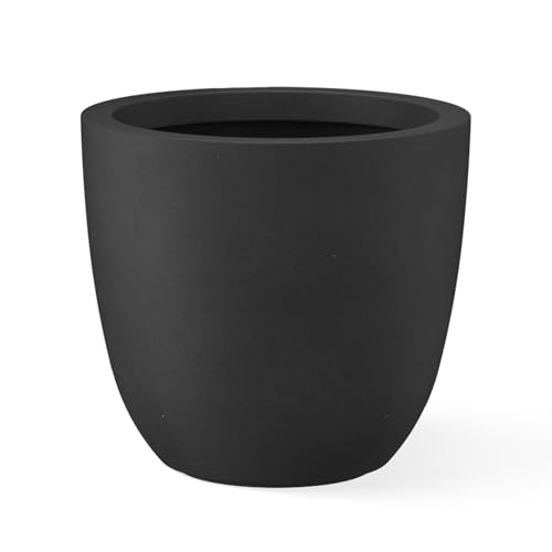 Kante Large Round Bowl Black Concrete Planter 18" Dia, Outdoor | Rubber Plug for Indoor, Drainage for Garden, All-Weather Cement Tree Pot, Handcrafted, Anti-Frost & UV, Modern Home Decor - color: Black, size: 18"d