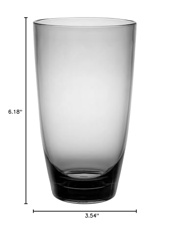 KLIFA- ETON, 20.8 oz, Set of 6, Acrylic Highball Drinking Glasses Set, Iced Tea Cups, BPA-Free, Stackable Plastic Drinkware, Dishwasher Safe Cups, Gray-Black - color: Gray/Black, style: 20.8 ounces, Set of 6