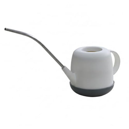 Long Spout Watering Can for Indoor Plants, Durable PP Plastic Pot Waterer with Precision Flow Control for Hanging Baskets and Dense Foliage - color: White