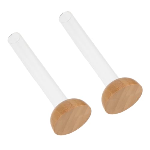 ORFOFE 2pcs Glass Propagation Vases with Wooden Stand for Indoor Plant Cutting, Modern Test Tube Hydroponic Plant Holders, Easy Cleaning Tabletop Containers for Home and Office Décor