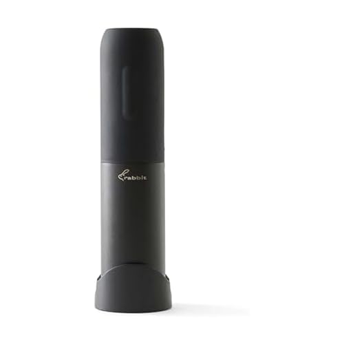 Rabbit Electric Corkscrew Wine Opener - Push Button Automatic Bottle Opener, Compact Design, Opens Bottles Quietly, Stores Vertically or Horizontally - color: Black