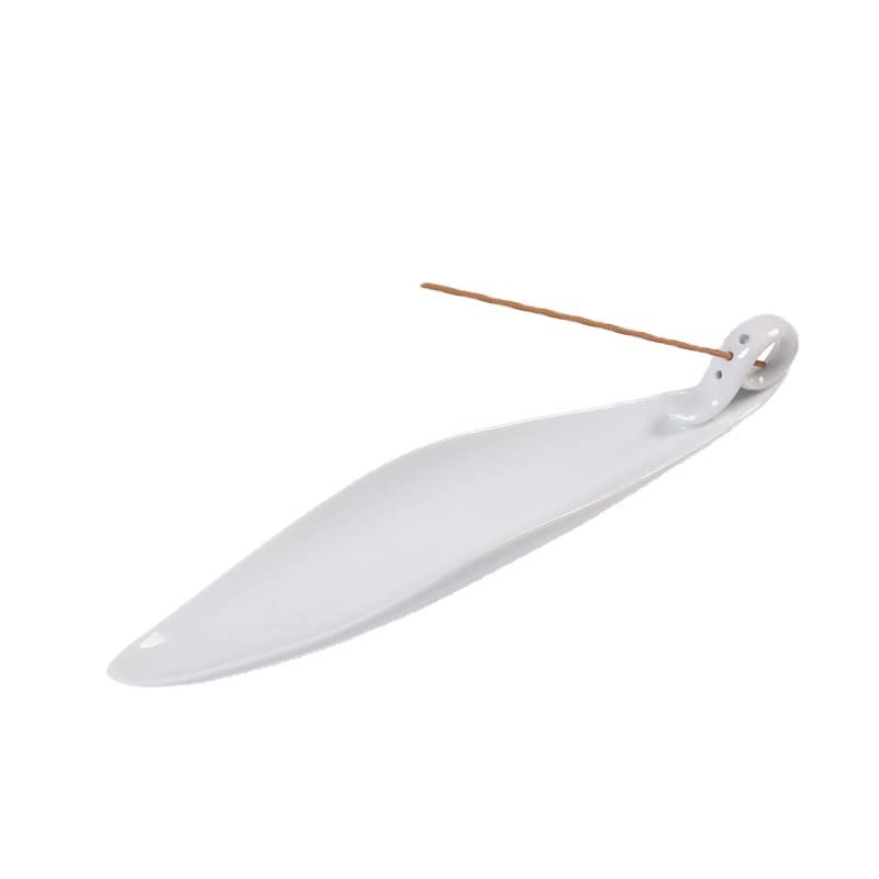 9" Length Incense Stick Holder with 3 Holes, White Porcelain Incense Tray Ash Cather for Spa, Meditation Room, Yoga, Home, Office (White) - color: White