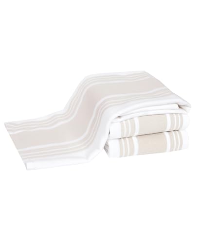 All-Clad Dual-Purpose Kitchen Towels: Highly Absorbent - 100% Cotton, 17"x30" Dish Towels for Cleaning & Drying Dishes & Glassware, 3-Pack, Almond - color: Almond