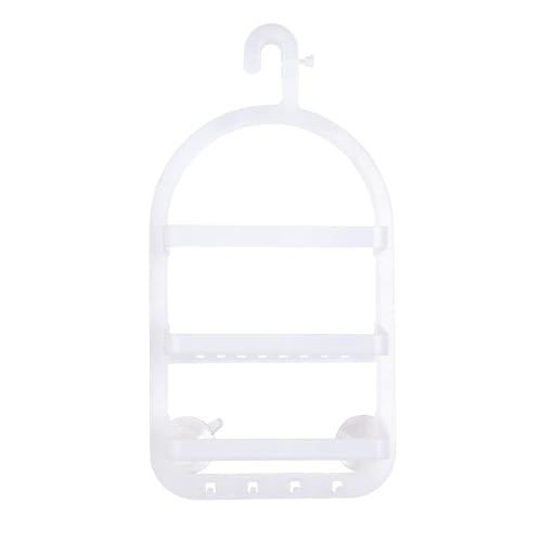 Kenney KN614000 Over the Shower Head 20" L x 10" W x 5" D Rust-Proof Plastic Small 2-Shelf Hanging Caddy with Suction Cups and Razor Holders for Bathroom Shower, Frosted