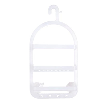 Kenney KN614000 Over the Shower Head 20" L x 10" W x 5" D Rust-Proof Plastic Small 2-Shelf Hanging Caddy with Suction Cups and Razor Holders for Bathroom Shower, Frosted