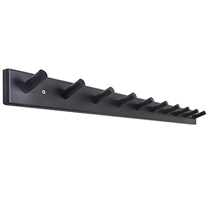 SKOLOO Wall Mounted Coat Rack 38", 10 Hooks, Bamboo, Shaker Style, Black | Wood wall hooks, painted finish, 100-lb cap, entry/bath/bed, hanging backpack coat towel hat, long pegs, 16" stud spacing - color: Black, size: 38 inch