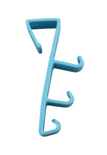 Over The Door Hooks Hangers - 4 Pack Blue Plastic Valet Set for Coats, Towels, Clothes, Bathrobes, Hats, Pocketbooks, and Shirts - Durable Rust-Proof Laundry Hanger and Closet Organizer - color: Light Blue