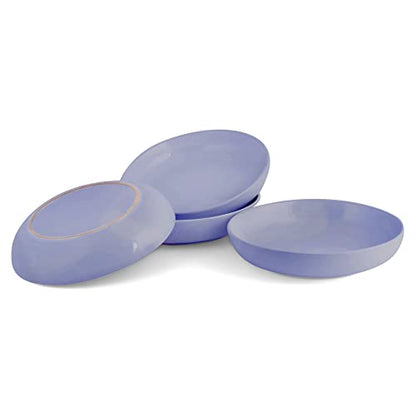 Elanze Designs Bistro Glossy Ceramic 8.5 inch Shallow Pasta Dinner Bowls Set of 4 - Perfect for Everyday uses from Italian Style Pasta to Caesar Salad, and Ramen to Pho, Violet Purple - color: Violet Purple, style: 8.5 inch Dinner