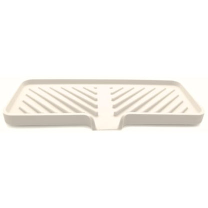 Silicone Soap Dish Tray and Sponge Holder with Drain Chute and Feet | 3-Way Sloped Design | Bathroom and Kitchen Sink Organizer Caddy (Vanilla Cream, 10"x4", 7.8 Ounces) - color: Vanilla Cream, size: 10"x4"