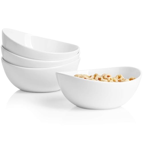 Sweese Porcelain Bowls Set of 4-18oz, 6 Inch, Versatile for Soup, Cereal, Fruit, Rice - Microwave, Dishwasher, Oven Safe, White - size: 6.2 Inch