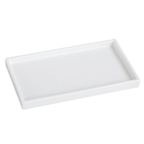 Bathroom Vanity Tray - 11'' Ceramic Rectangle Countertop Tray | Rough-Textured Heavy-Duty Organizer Plate for Perfume, Jewelry, Candles, Soap Dispenser, Kitchen Decorative Tray, White - color: White
