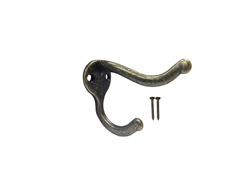 Coat Hat Hook, Heavy Duty for Wall Hanging, Zinc Die Cast, Antique Brass, Made in Taiwan, 12 Pack - color: Heavy-Antique Brass, size: 12 Pack