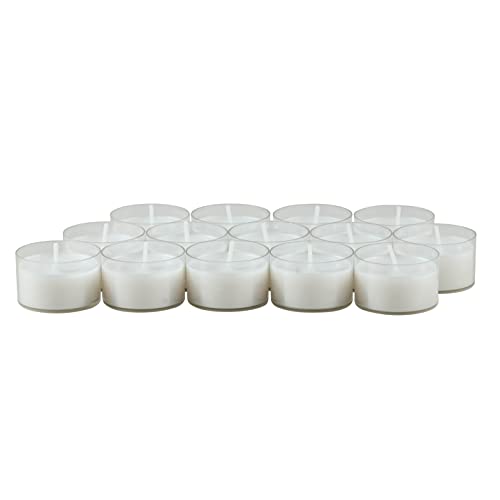 Stonebriar 48 Count White Unscented Smokeless Long Burning Clear Cup Tea Light Candles with 6 to 7 Hour Burn Time - size: 48 Pack