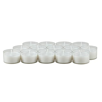 Stonebriar 48 Count White Unscented Smokeless Long Burning Clear Cup Tea Light Candles with 6 to 7 Hour Burn Time - size: 48 Pack