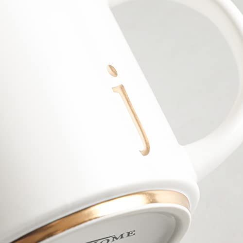 COLLECTIVE HOME Ceramic Coffee Mug, 15 oz Monogram Cup with Gift Box(j) | Dishwasher Safe, Engraved Gold Letter , Personalized Housewarming Birthday Present, Christmas Thanksgiving Mothers Day Gifts - color: gold-j