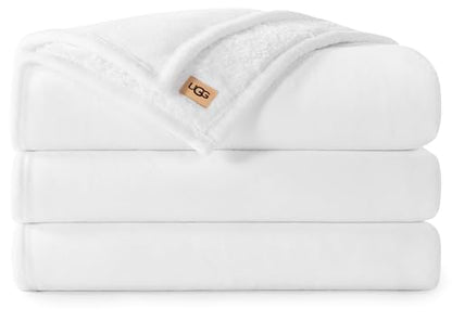 UGG Nita King Blanket, Reversible Plush Fleece, 110" x 90", White | Fits King & California King Beds, UGG Fluff Plush Face, Smooth UGG Fluff Reverse, OEKO-TEX Compliant, Easy Care, All-Season - color: White, size: King/Cal King