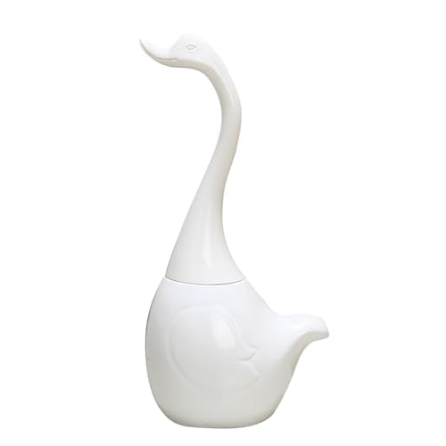 Swan Toilet Brush and Ceramic Holder,White Decor Household Cleaning Tool | Cute and Fun Toilet brush Bathroom Decor Non-Scratch Bristles, Space-Saving - color: Ceramic White