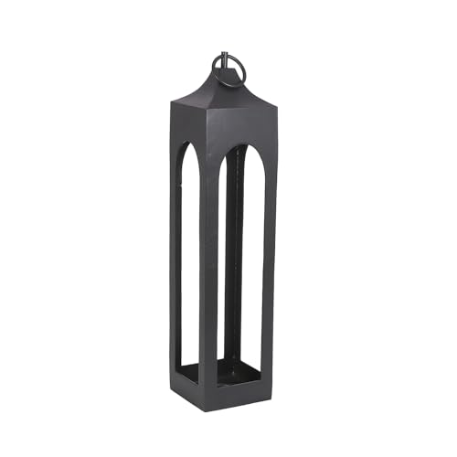 CG Hunter Large Black Rustic Metal Decorative Lantern - Candle Holder for Indoor & Outdoor, Home Decor for Patio, Garden & Tabletop, Hanging for Parties & Weddings - color: Black, size: Large