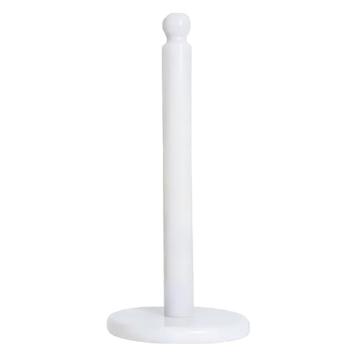 Premium White Marble Paper Towel Holder for Kitchen Countertop, Heavy Duty Freestanding Paper Towel Stand with 3 Lbs Weighted Base for One-Handed Tearing, Non-Slip, Fits Standard & Large Jumbo Rolls - color: Pure White