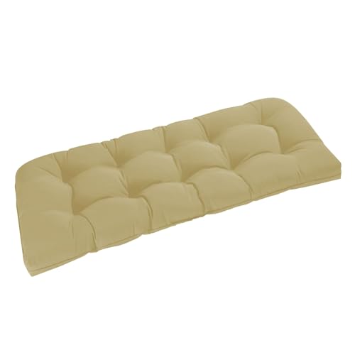 downluxe Outdoor Bench Cushion for Patio Furniture, Water Resistant Tufted Overstuffed Porch Swing Cushions, Thick Outdoor Loveseat Cushions, 44" X 19" X 5", Khaki, Set of 1 - color: Khaki, size: 44x19x5 Inch