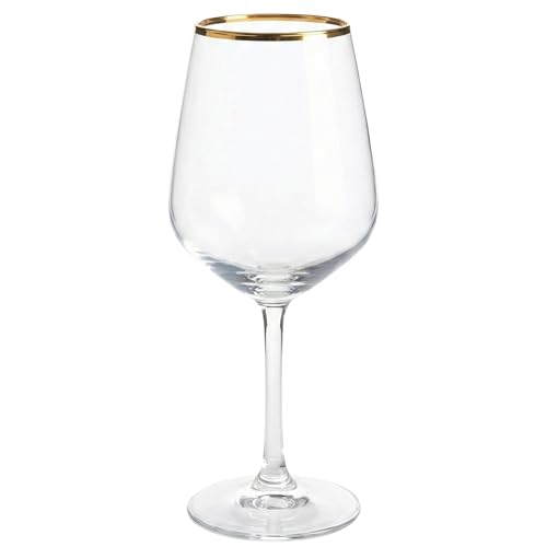 RAKLE Avantgarde Wine Glasses Set of 4, 14.3oz Modern Gold Rimmed Drinking Glasses for Red White Rose Wine and Cocktails, Lead-Free Durable Dishwasher Safe Glassware, Elegant Gold Accented Design - color: Gold-Rimmed Stemmed
