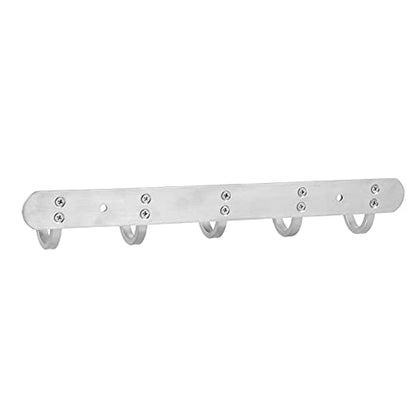 Coat Hook Rack Hanger –Towel Hook Rail with 5 Hooks 13-Inch Wall Mounted for Bedroom, Bathroom, Hallway, Garage, Garden, Office, 304 Stainless Steel Brushed Nickel, Easy Installation (Silver) - size: 5S hooks