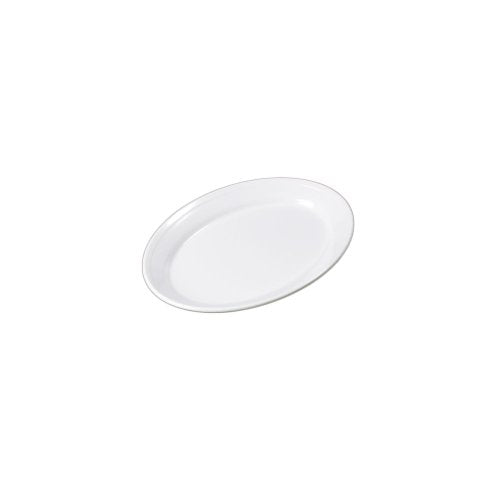 Carlisle FoodService Products Dallas Ware Reusable Plastic Oval Platter with Rim for Home and Restaurant, Melamine, 12 x 8.5 Inches, White
