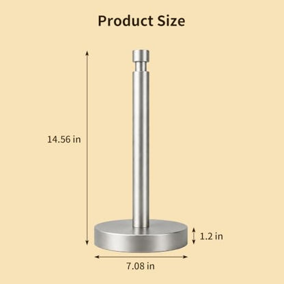 3.9lbs Heavy Duty Paper Towel Holder Countertop Weighted Base | Brushed Nickel,Stainles Steel,Modern Standing Countertop Dispenser for Kitchen,Easy One-Handed Tear - color: Silver