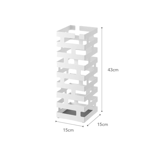 YAMAZAKI Home Brick Umbrella Stand - Storage for Umbrellas & Walking Canes - Square - Steel - Holds 4 Umbrellas - color: White, style: Modern