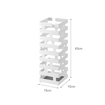 YAMAZAKI Home Brick Umbrella Stand - Storage for Umbrellas & Walking Canes - Square - Steel - Holds 4 Umbrellas - color: White, style: Modern