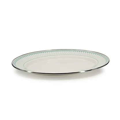 Golden Rabbit Enamelware Oval Platter, 12 x 16in, Aegean Sevilla - color: Aegean Sevilla
