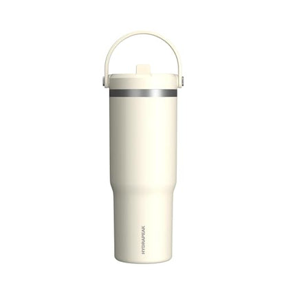 Hydrapeak Nomad 32oz Stainless Steel Insulated Travel Tumbler with Handle & Straw Lid, Leakproof, Cupholder Friendly, Back to School, College Dorm, Gym & Everyday Hydration, Cold 24 Hours (Ivory) - color: Ivory