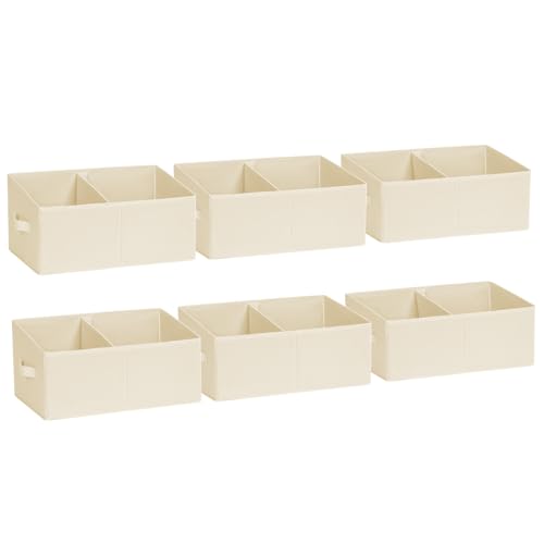 DIMJ Closet Storage Bins, 6 Pack Storage Baskets for Shelves, Foldable Shelf Organizer with Handle, Linen Closet Organizers and Storage for Clothes, Toys, Towel, Books (Beige), - color: Beige, size: 6 Bins 16.5"x11"x7.8"