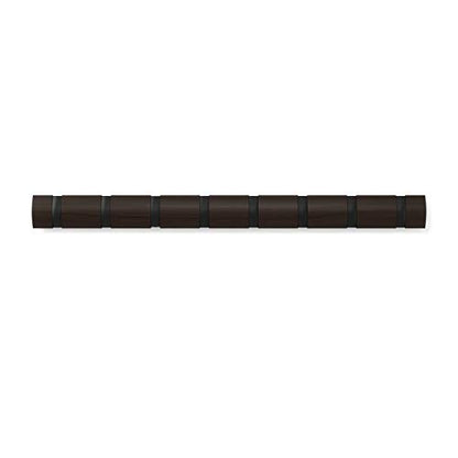 Umbra Flip Coat Rack, Wall Mount 8-Hook, Space Saving, Walnut/Black | Real wood and steel build, retractable hooks fold flat, holds coats bags and scarves, easy install - color: Walnut/Black, size: 8-Hook