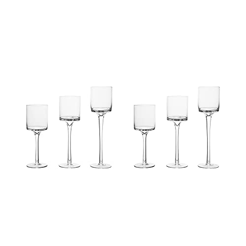 2 Sets (6 Pcs) Candlestick & Tealight Candle Holders Tall High Elegant Clear Glass Tealight Holder Suitable for Candles Under 6cm (2.36") in Diameter Fit Home Party Wedding Table Centerpiece Decor - color: 2sets Clear