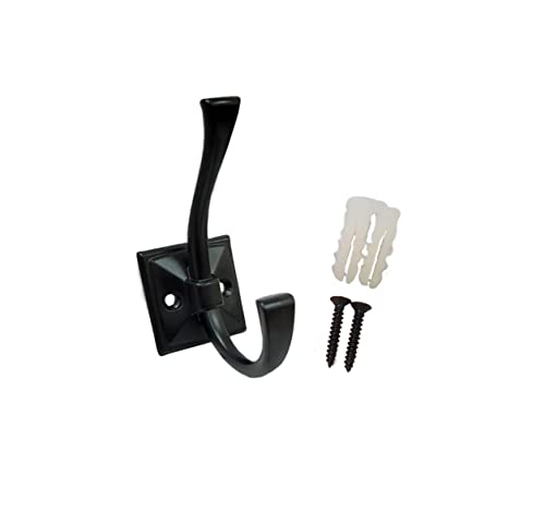 Coat and Hat Hook, Zinc Die Cast, Matte Black, 10 Pack, Made in Taiwan - color: Matte Black, size: 10 Pack