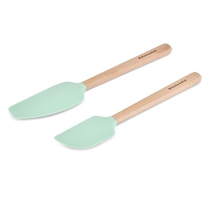 KitchenAid Beechwood Spatula Set, 2-Piece, Spearmint - color: KitchenAid Beechwood Spatula Set, 2-Piece, Spearmint
